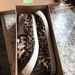 NWB!! Soft leopard slip -ons never worn velvet